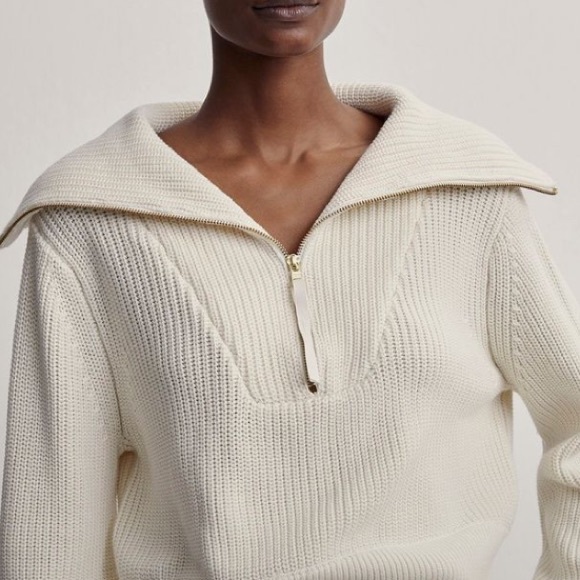 NWT Varley Mentone Half Zip Sweater in Egret - XS - Picture 5 of 9